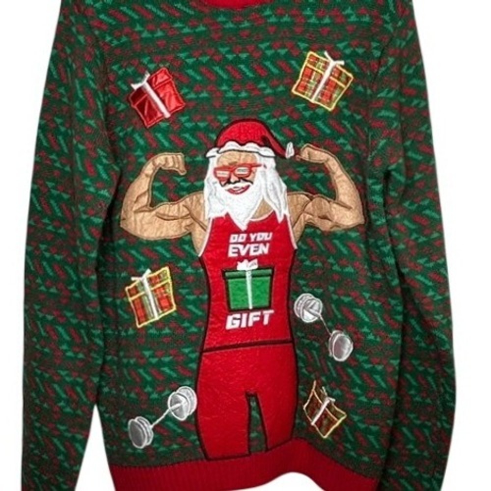 Blizzard Bay Men's Do You Even Gift Bro Ugly Christmas Sweater MD Muscles Gym